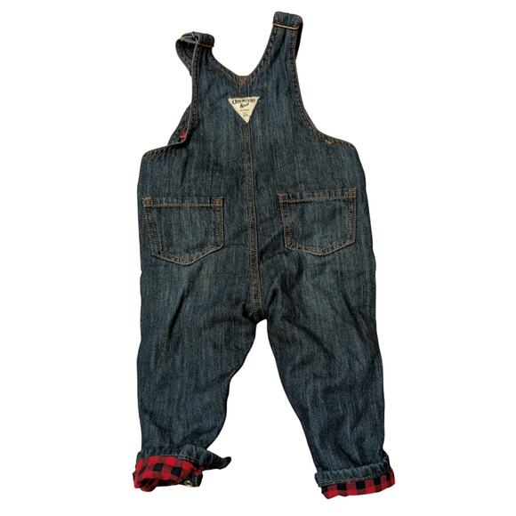 Girls Osh Kosh Overalls with Buffalo Plaid Trim and Frills - Picture 3 of 7